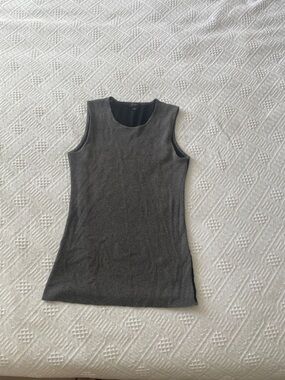 🖤5/$25 Ann Taylor ribbed knit Heather Gray Scoop Neck Knit Top lace sheer back